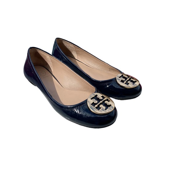 TORY BURCH Reva Ballet Patent Flats in Bright Navy sz 8 w/ Box - Picture 2 of 5